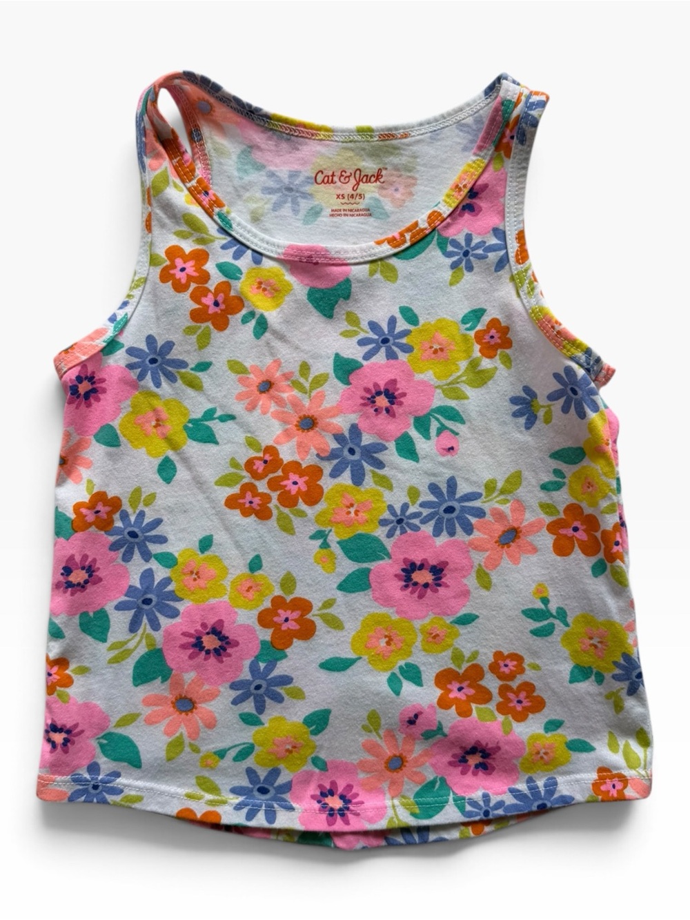 Cat & Jack White Tank Top with Bright Floral Print